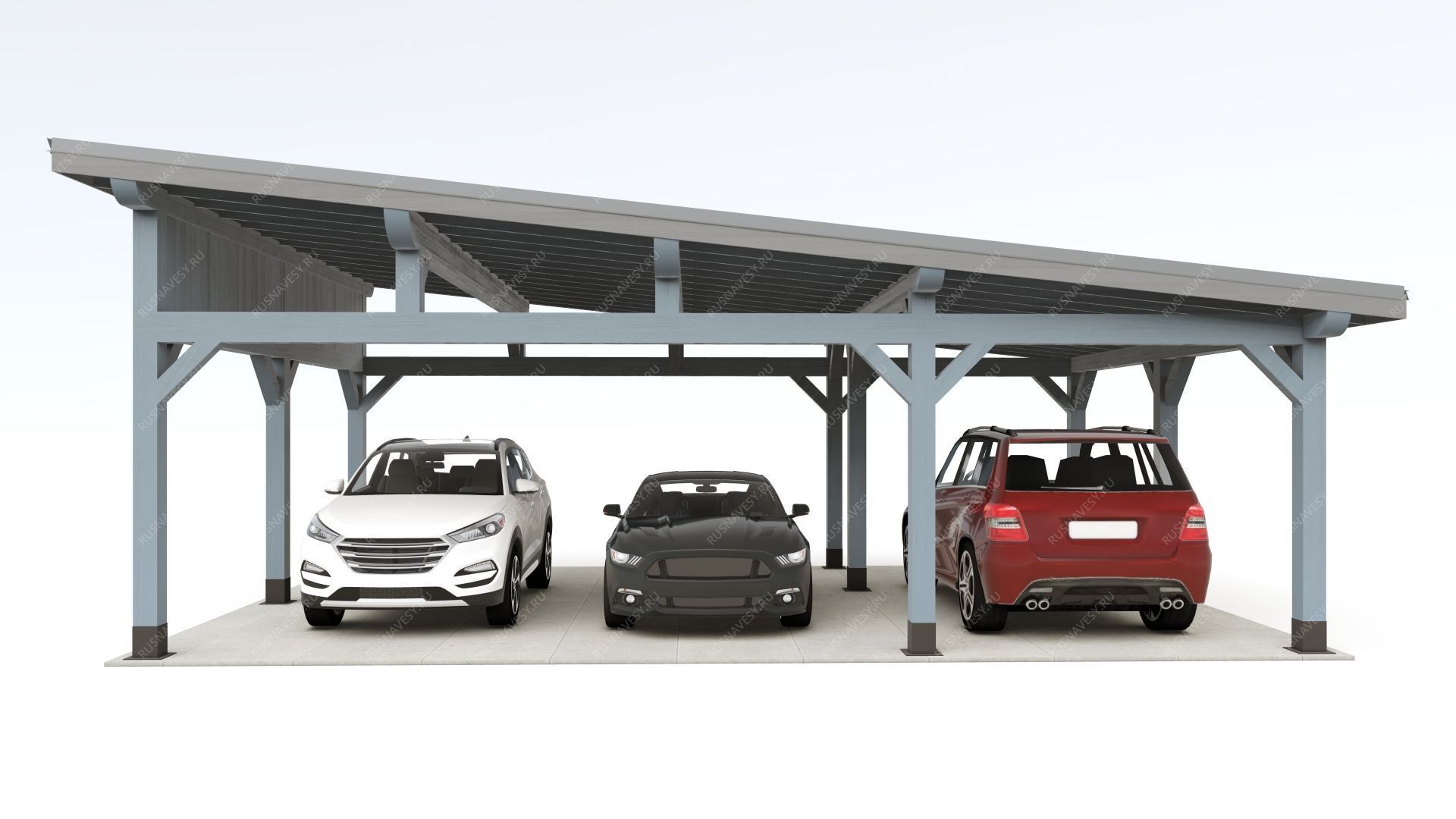 Навес односкатный для трех авто АТРИУМ фото 5